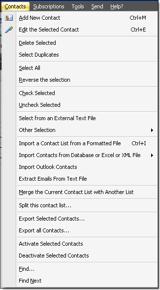 contacts menu-items